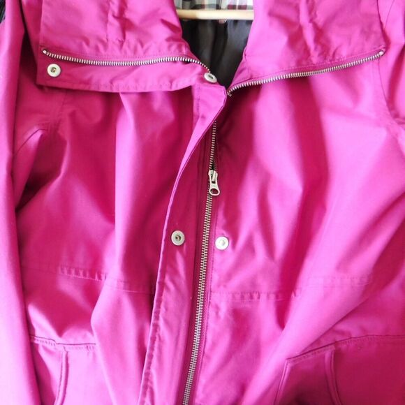 Lands' End Trench Coat Fuchsia Pink Barbiecore Pockets Lined Size Small 6 8 - Picture 3 of 7